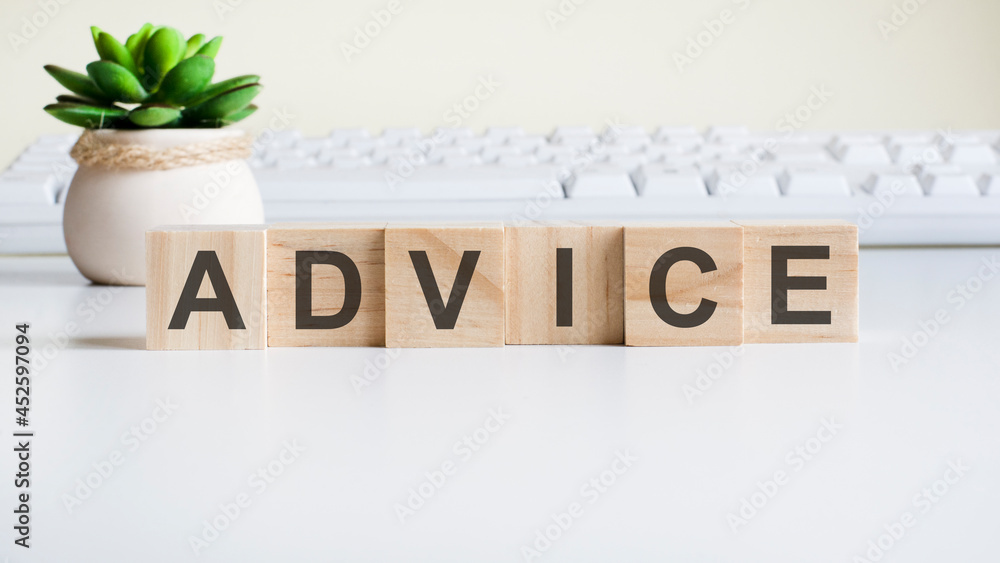 advice word made with wooden blocks, concept - obrazy, fototapety, plakaty 