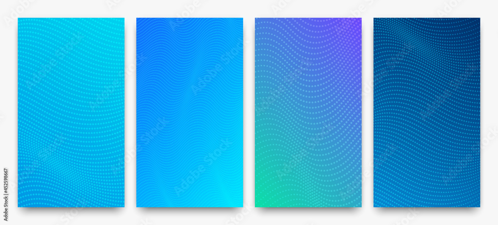 Set of halftone gradient backgrounds with dots Set of halftone gradient backgrounds with dots