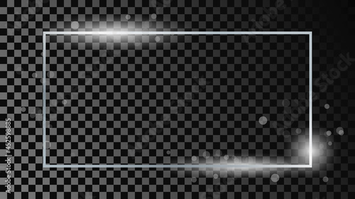 Silver glowing rectangular shape frame with sparkles