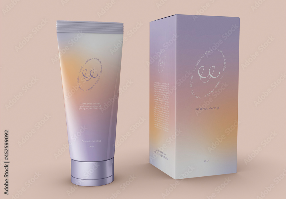 Beauty Product with Box Mockup Stock Template | Adobe Stock