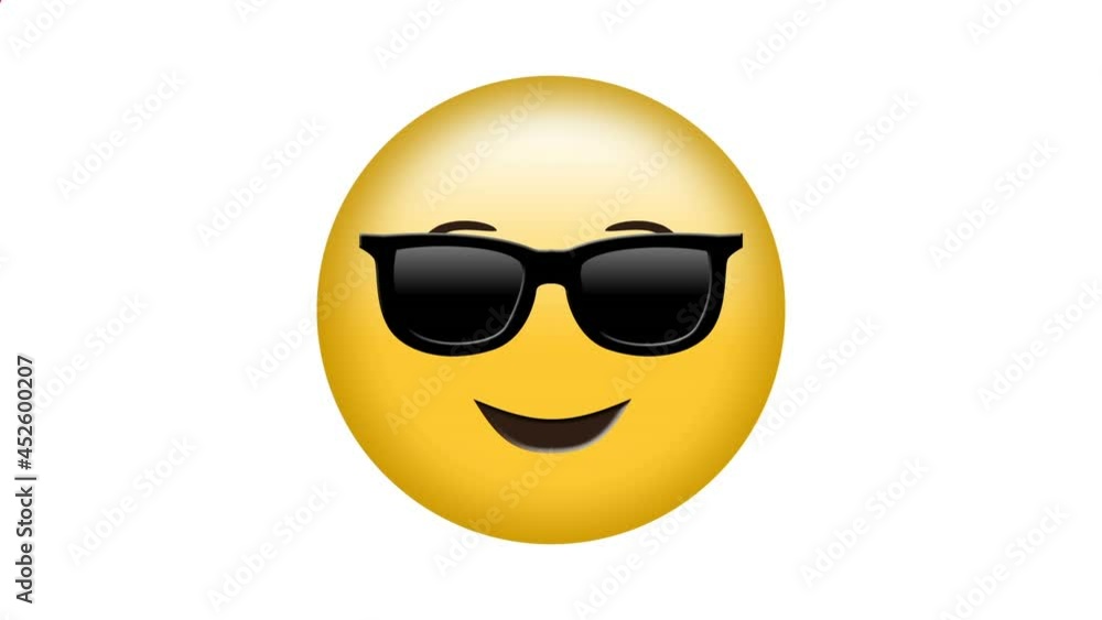 Animation of sunglasses emoji icon over moving red kaleidoscopic shapes Animation of sunglasses emoji icon over moving red kaleidoscopic shapes