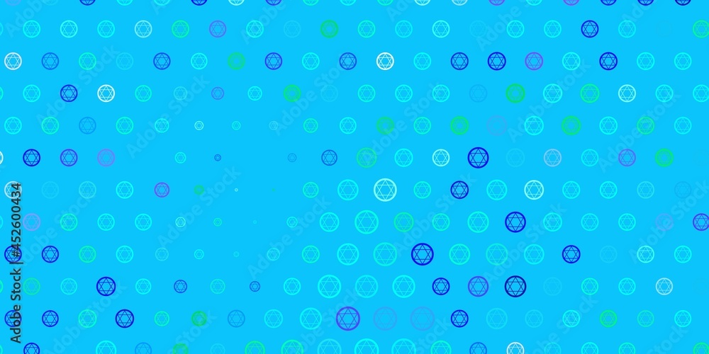 Light Blue, Green vector background with occult symbols. Light Blue, Green vector background with occult symbols.