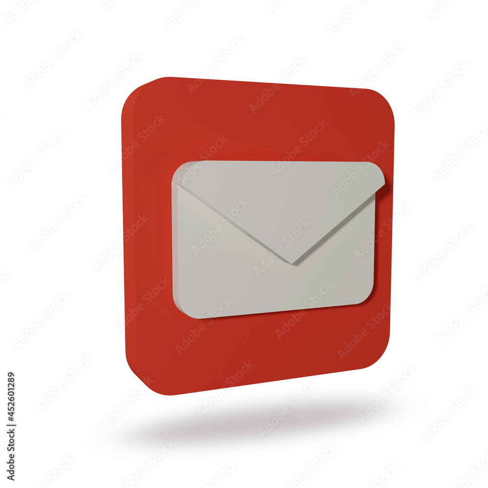 3D Mail icon isoslate on white background. Notification icon with mail symbol. 3d rendering 3D Mail icon isoslate on white background. Notification icon with mail symbol. 3d rendering