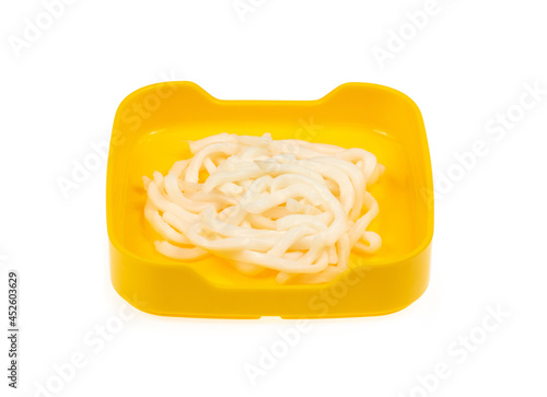 Udon Noodle on plate isolated on white background.