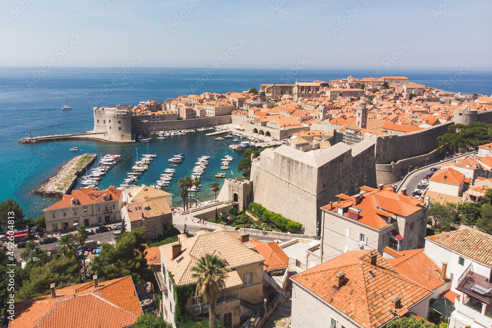 A panoramic view of the walled city, Dubrovnik, Croatia.