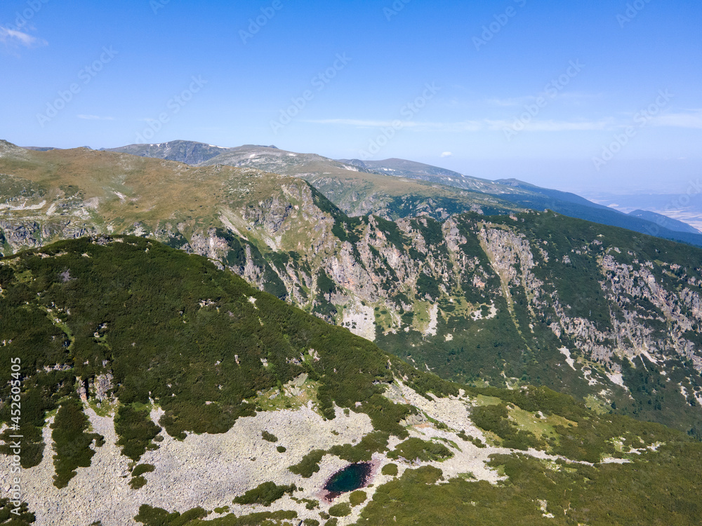 Aerial view of Rila Mountain near The Camel peak, Bulgaria