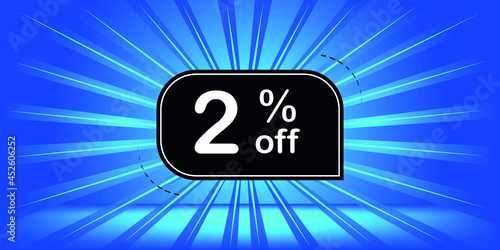 2% off - blue and black banner - discount banner for big sales.