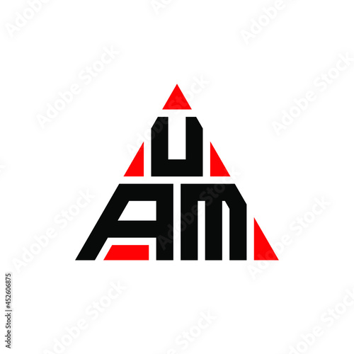 UAM triangle letter logo design with triangle shape. UAM triangle logo design monogram. UAM triangle vector logo template with red color. UAM triangular logo Simple, Elegant, and Luxurious Logo. UAM © mamun25g
