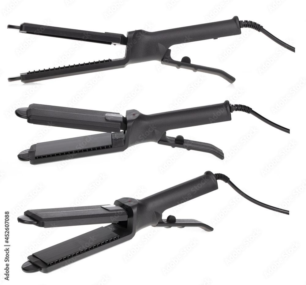 Collection of Electric Hair Straightener isolated on white background. Collection of Electric Hair Straightener isolated on white background.