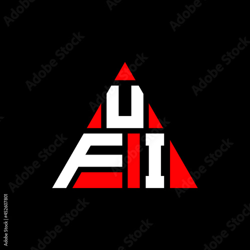 UFI triangle letter logo design with triangle shape. UFI triangle logo design monogram. UFI triangle vector logo template with red color. UFI triangular logo Simple, Elegant, and Luxurious Logo. UFI © mamun25g