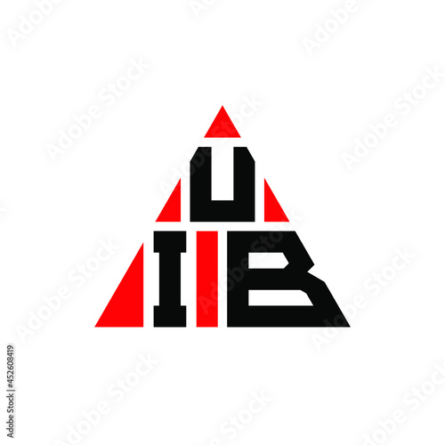 UIB triangle letter logo design with triangle shape. UIB triangle logo design monogram. UIB triangle vector logo template with red color. UIB triangular logo Simple, Elegant, and Luxurious Logo. UIB 