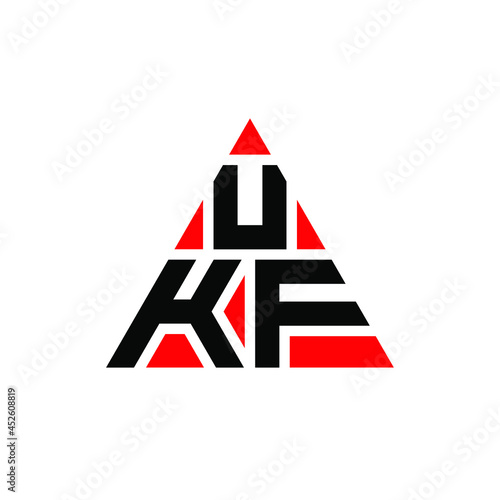 UKF triangle letter logo design with triangle shape. UKF triangle logo design monogram. UKF triangle vector logo template with red color. UKF triangular logo Simple, Elegant, and Luxurious Logo. UKF 