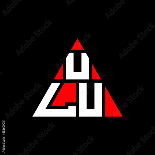 ULU triangle letter logo design with triangle shape. ULU triangle logo design monogram. ULU triangle vector logo template with red color. ULU triangular logo Simple, Elegant, and Luxurious Logo. ULU