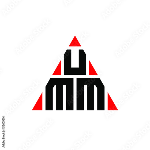 UMM triangle letter logo design with triangle shape. UMM triangle logo design monogram. UMM triangle vector logo template with red color. UMM triangular logo Simple, Elegant, and Luxurious Logo. UMM © mamun25g