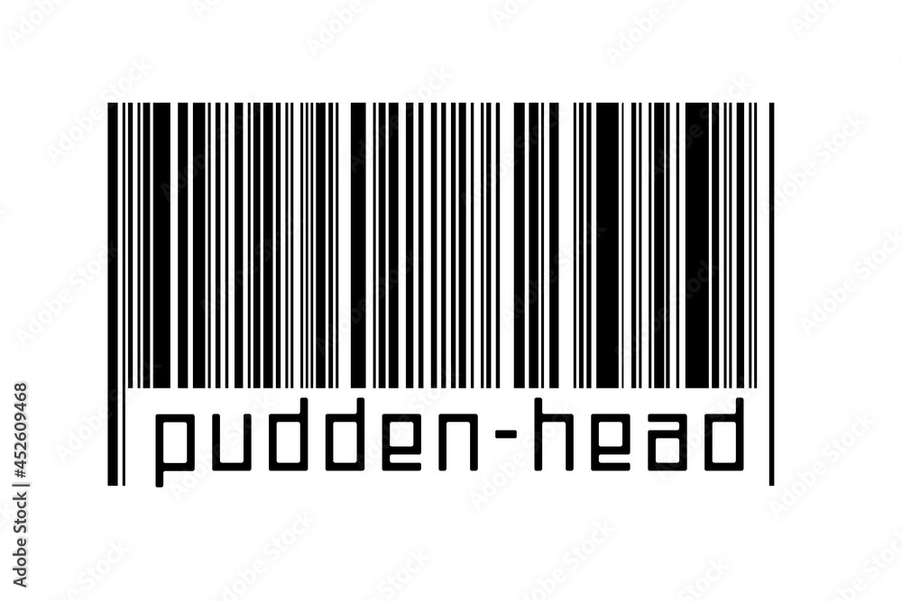 Pudden Digitalization concept. Barcode of black horizontal lines with ...