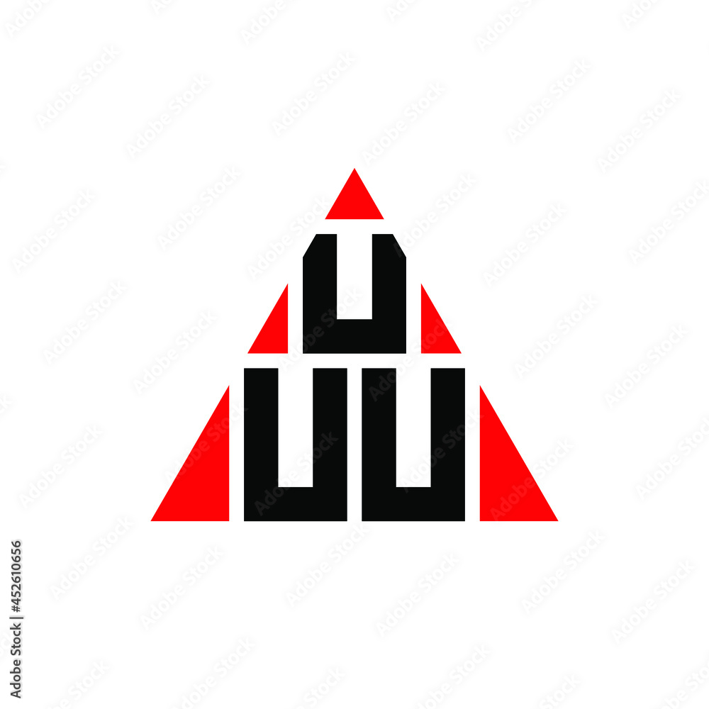 UUU triangle letter logo design with triangle shape. UUU triangle logo design monogram. UUU triangle vector logo template with red color. UUU triangular logo Simple, Elegant, and Luxurious Logo. UUU 