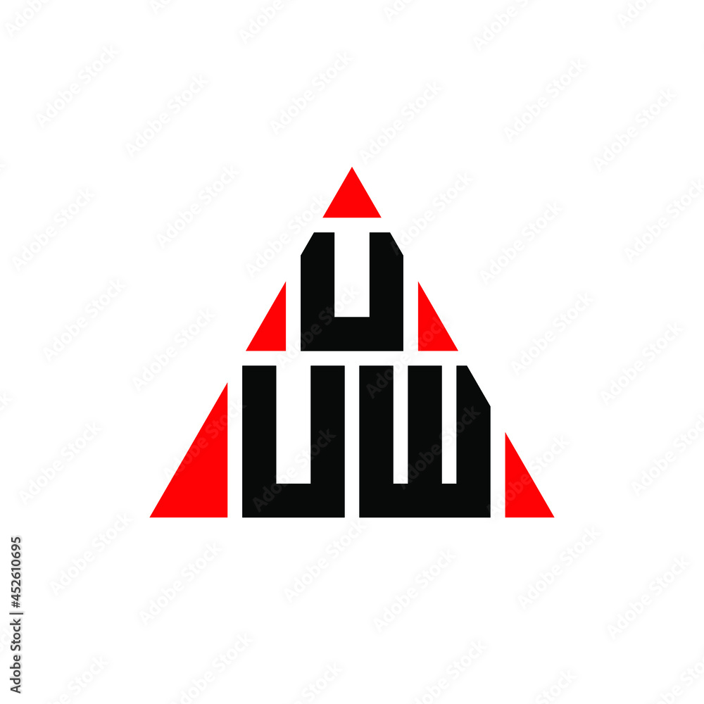 UUW triangle letter logo design with triangle shape. UUW triangle logo design monogram. UUW triangle vector logo template with red color. UUW triangular logo Simple, Elegant, and Luxurious Logo. UUW 