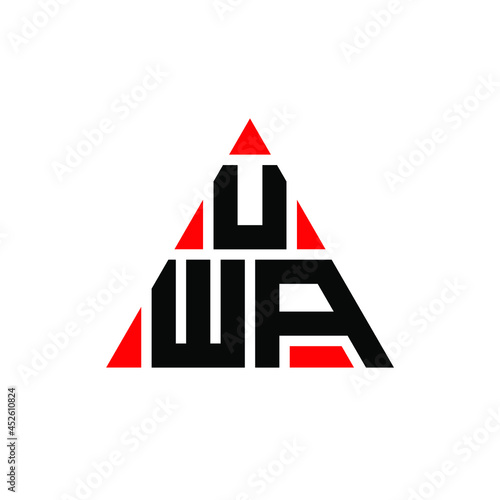 UWA triangle letter logo design with triangle shape. UWA triangle logo design monogram. UWA triangle vector logo template with red color. UWA triangular logo Simple, Elegant, and Luxurious Logo. UWA © mamun25g