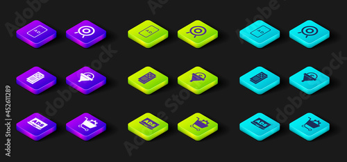 Set Advertising, Shopping cart, Browser window, Lead management, Target sport and icon. Vector