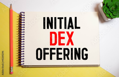 Concept ido or Initial DEX Offering with abstract icons photo