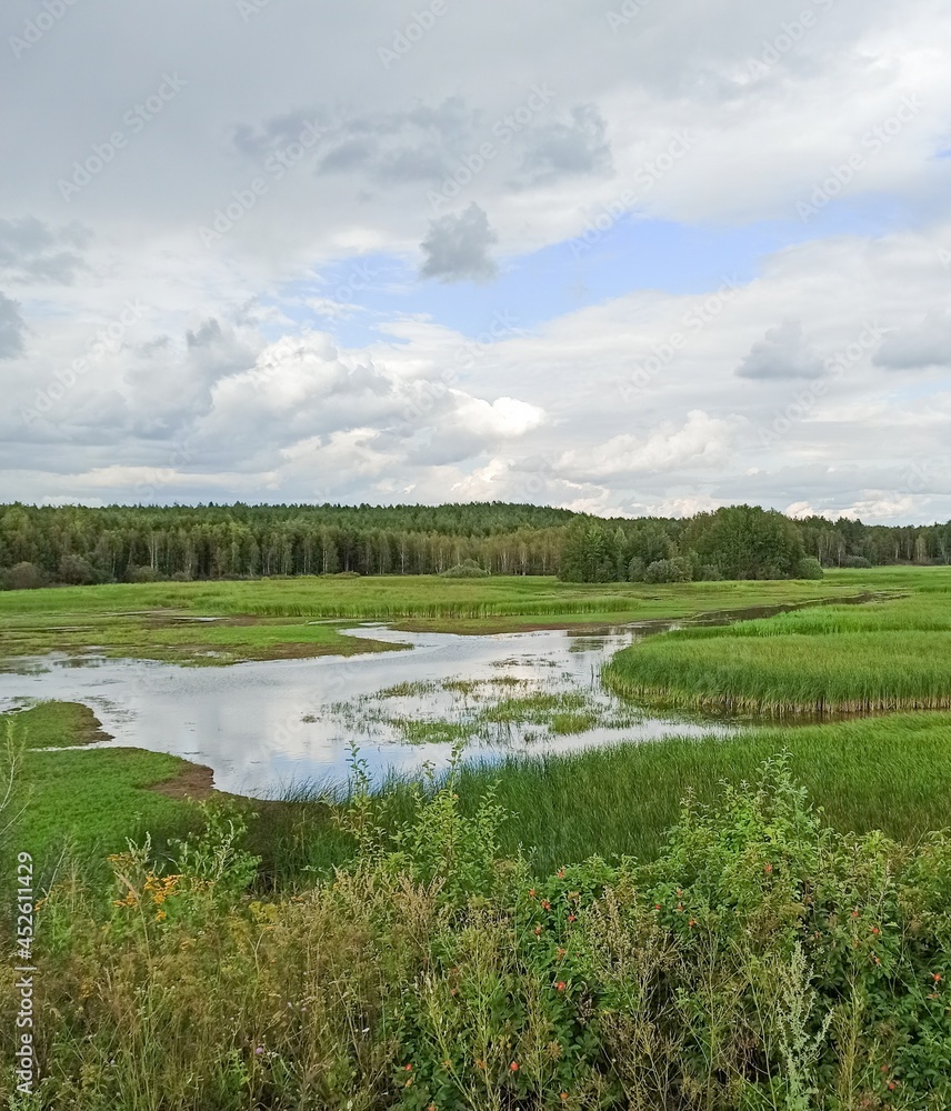 River floodplain view. Russian nature. Perm region. River floodplain view. Russian nature. Perm region.