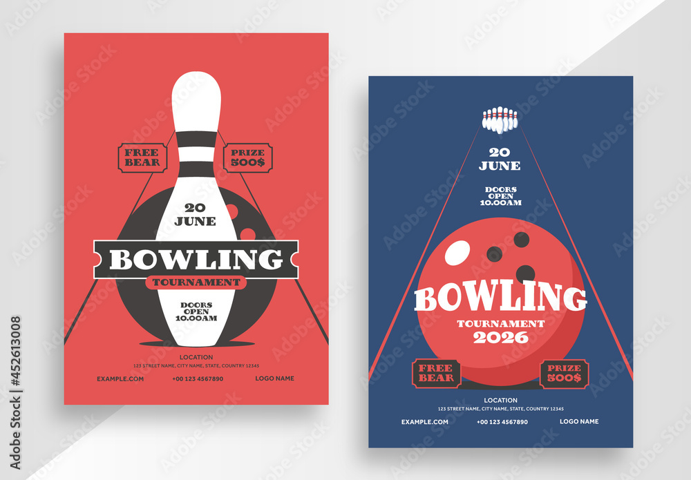 Bowling Tournament Poster Layout Stock Template Adobe Stock