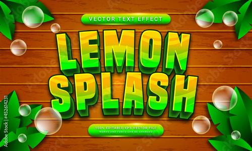 Lemon splash editable text style effect themed natural fruit