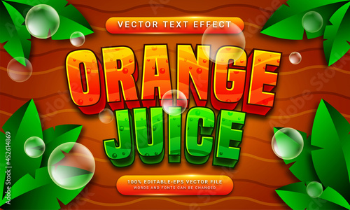 Orange juice editable text style effect themed natural fruit