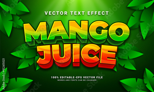 Mango juice editable text style effect themed natural drink