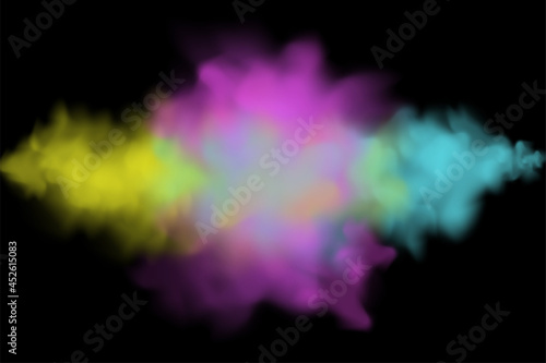 border of colorful smoke pattern in black background. Isolate of png smoke of fire. smog of water steam which isolated on black background. it also can use for holy festive in vector illustration