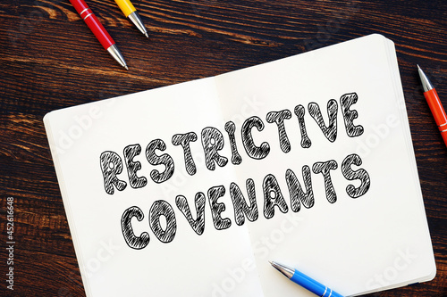 Business concept meaning Restrictive Covenants with phrase on the piece of paper. photo