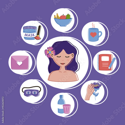 nine self care icons