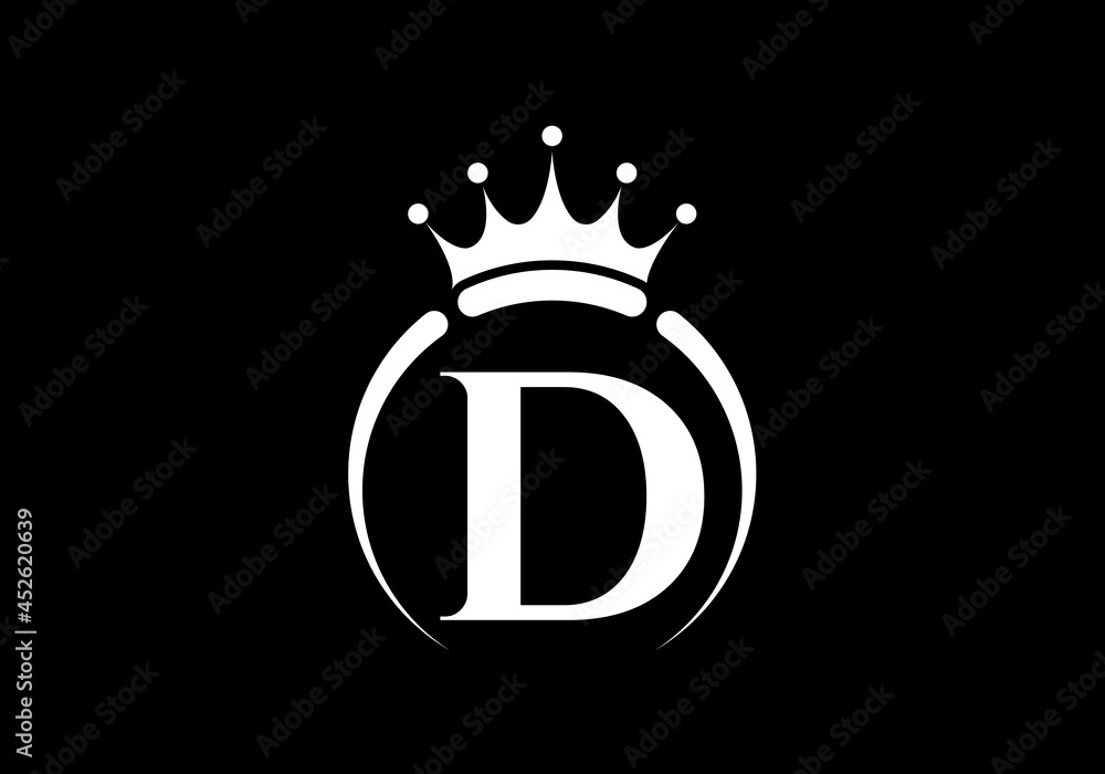 Initial D monogram alphabet with a crown. Royal, King, queen luxury ...