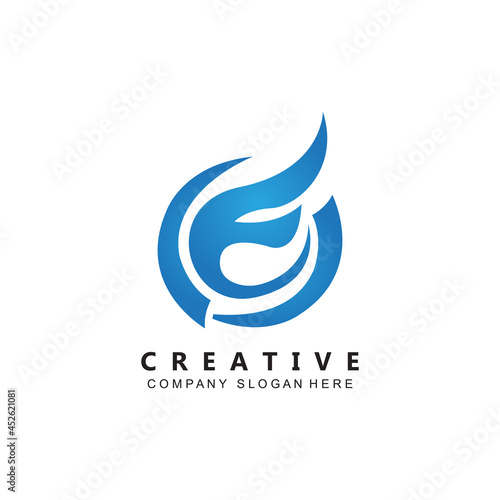 letter E logo vector with gradient color, icon concept