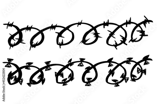 Vector Set sketch of seam Horizontal Barbed Wire
