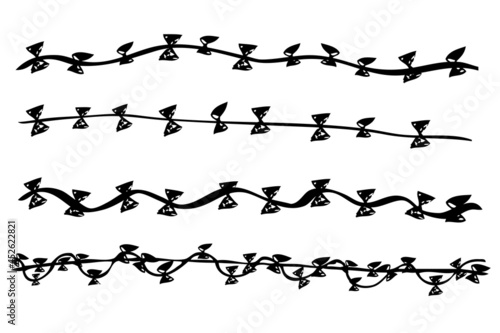 Vector Set sketch of seam Horizontal Barbed Wire