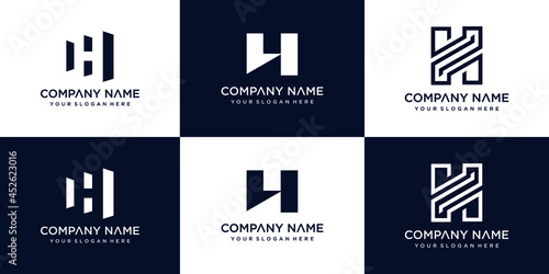 Obraz na plátně set of creative letter h logo design template