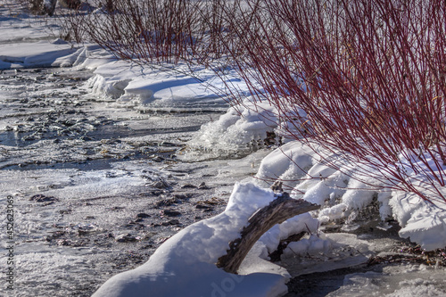 Beautiful frozon crystal icy river photo