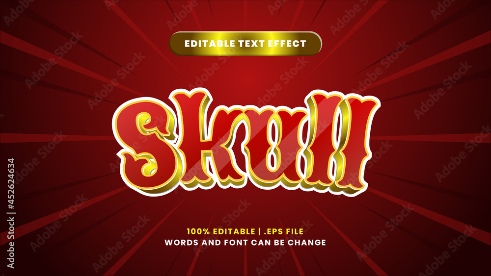 Skull editable text effect in modern 3d style Skull editable text effect in modern 3d style