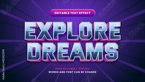 Explore dreams editable text effect in modern 3d style