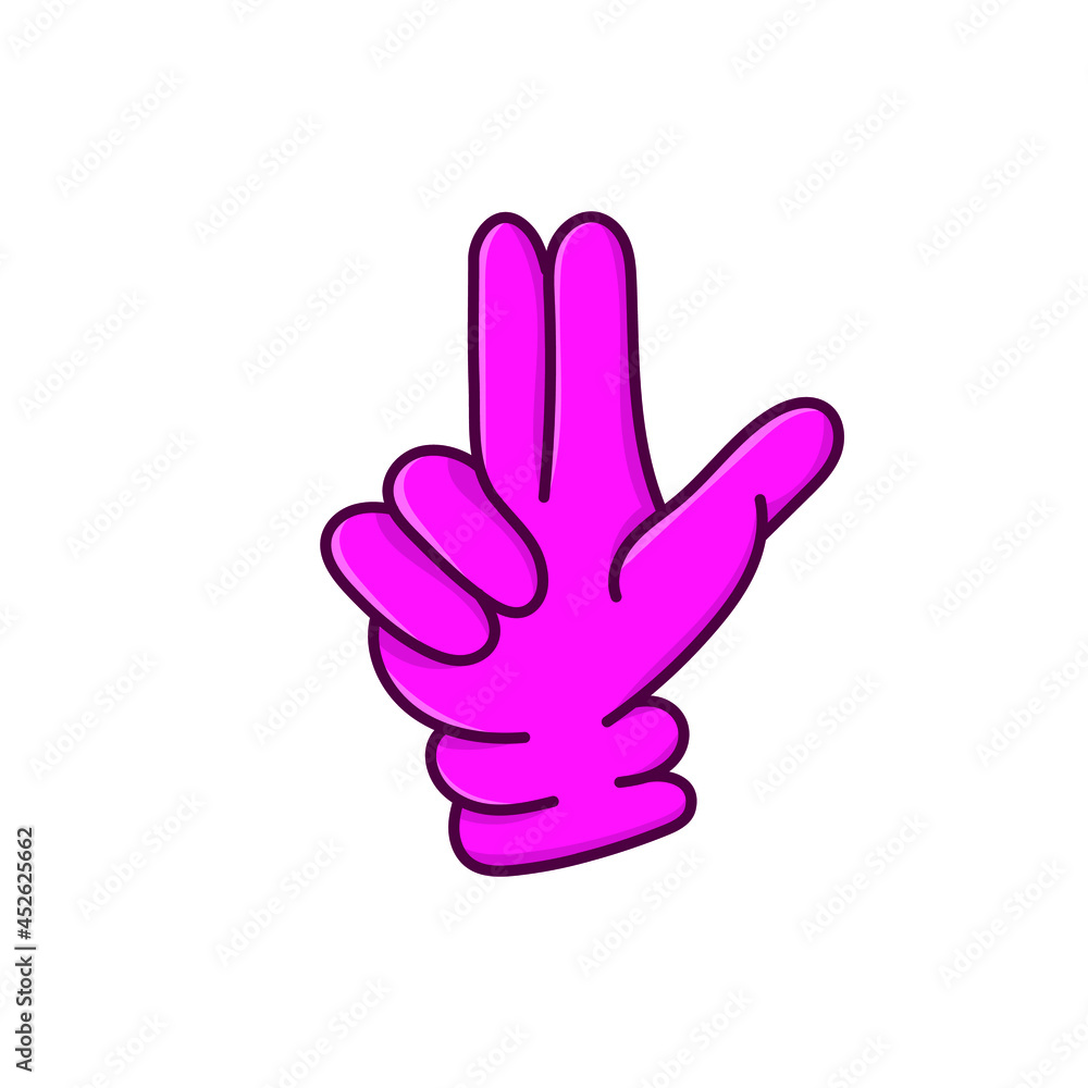 Pink hand gloves isolated illustration vector on white background. purple glove outline cartoon style