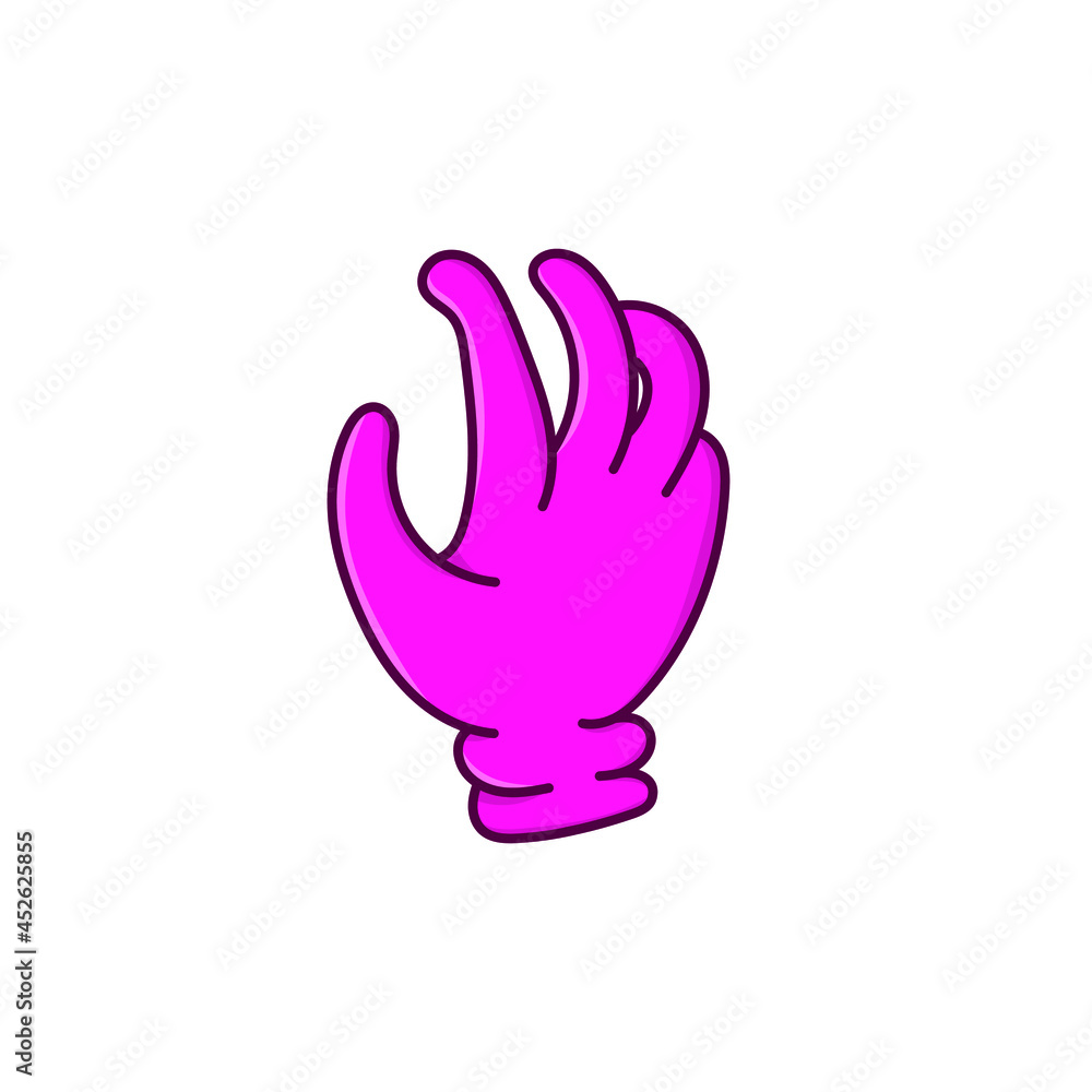 Pink hand gloves isolated illustration vector on white background. purple glove outline cartoon style Pink hand gloves isolated illustration vector on white background. purple glove outline cartoon style