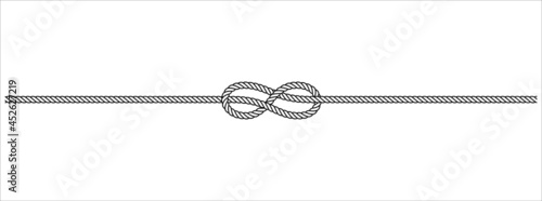 Horizontal beautiful rope tie vector illustration. Rope lace line vector. Pretty rope knot form.