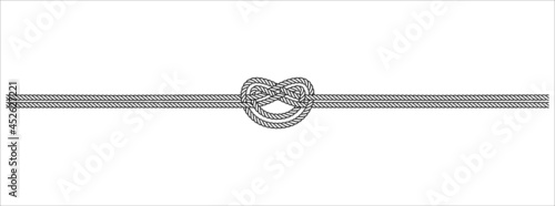 Horizontal beautiful rope tie vector illustration. Rope lace line vector. Pretty rope knot form.