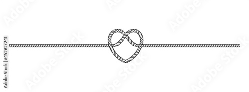 Heart shape rope tie vector illustration. Rope lace line vector. Pretty rope knot form. photo