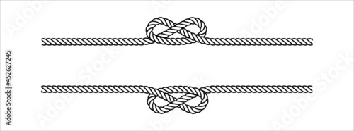 Rope tie banner form vector design. Rope lace line vector. Pretty rope knot form. With space bar for writing text.