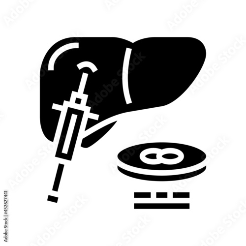 liver biopsy glyph icon vector. liver biopsy sign. isolated contour symbol black illustration