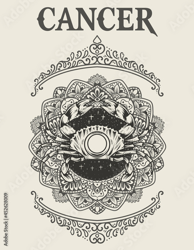 illustration cancer zodiac symbol monochrome style