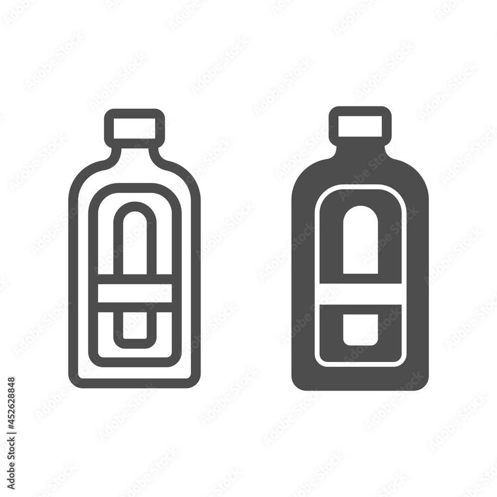 Bottle of Becherovka line and solid icon, bar concept, botteled alcoholic beverage vector sign on white background, outline style icon for mobile concept and web design. Vector graphics. Bottle of Becherovka line and solid icon, bar concept, botteled alcoholic beverage vector sign on white background, outline style icon for mobile concept and web design. Vector graphics.