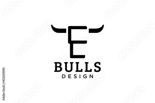 Letter E logo, Bull logo,head bull logo, monogram Logo Design Template Element